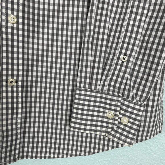 Izod Men’s Button-Down Shirt Size S/P Long Sleeve Brown Check on White - Picture 5 of 11